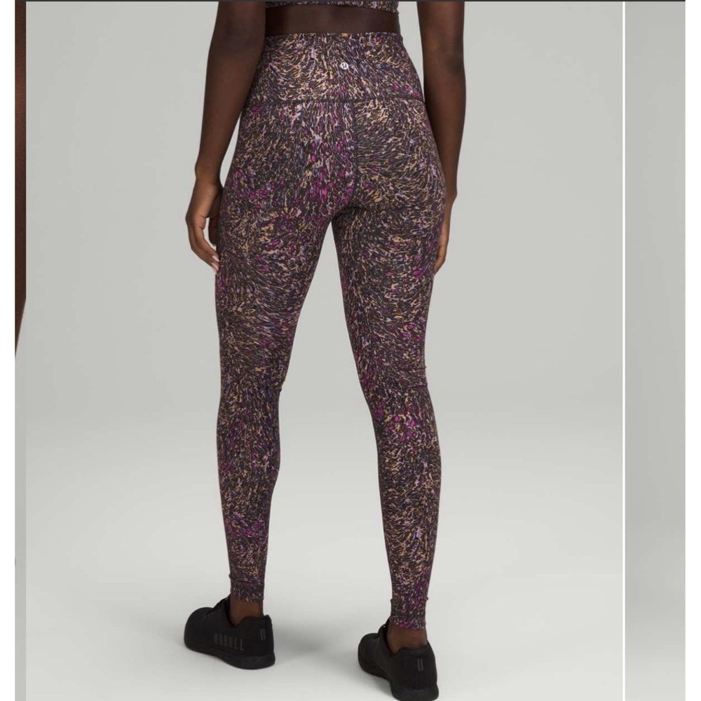Lululemon Wunder Train High Rise Tight, 28", Purple print Gym Everlux Leggings 8